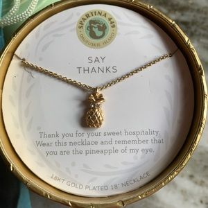 Spartina 449 18” (adjustable to 16”) 18KT Gold Plated “Say Thanks” Necklace.